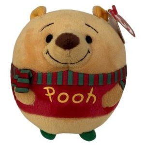 Disney Winnie The Pooh TY Beanie Ballz Christmas Toy Red Green Scarf